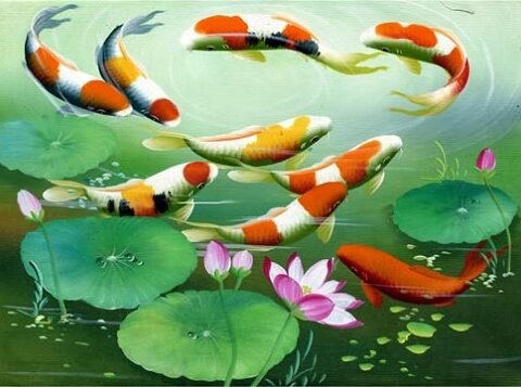 Phong thủy phòng khách vượng tài nhờ treo tranh cửu ngư đúng cách
