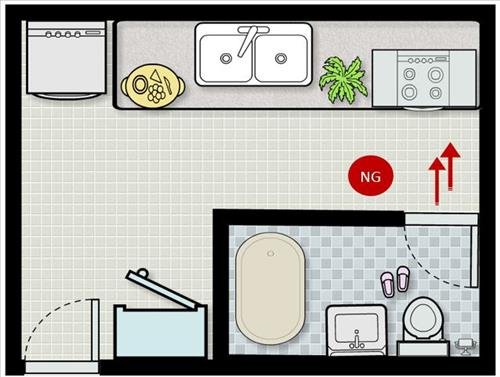Thiết kế phòng vệ sinh và phòng bếp chung cửa Phong ve sinh va phong bep chung cua